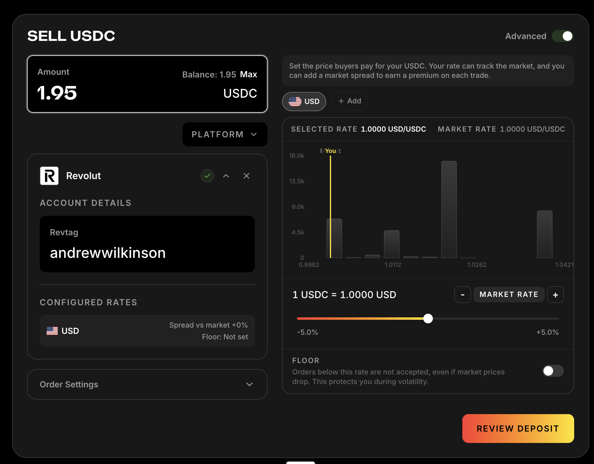 Advanced flow - setting spread